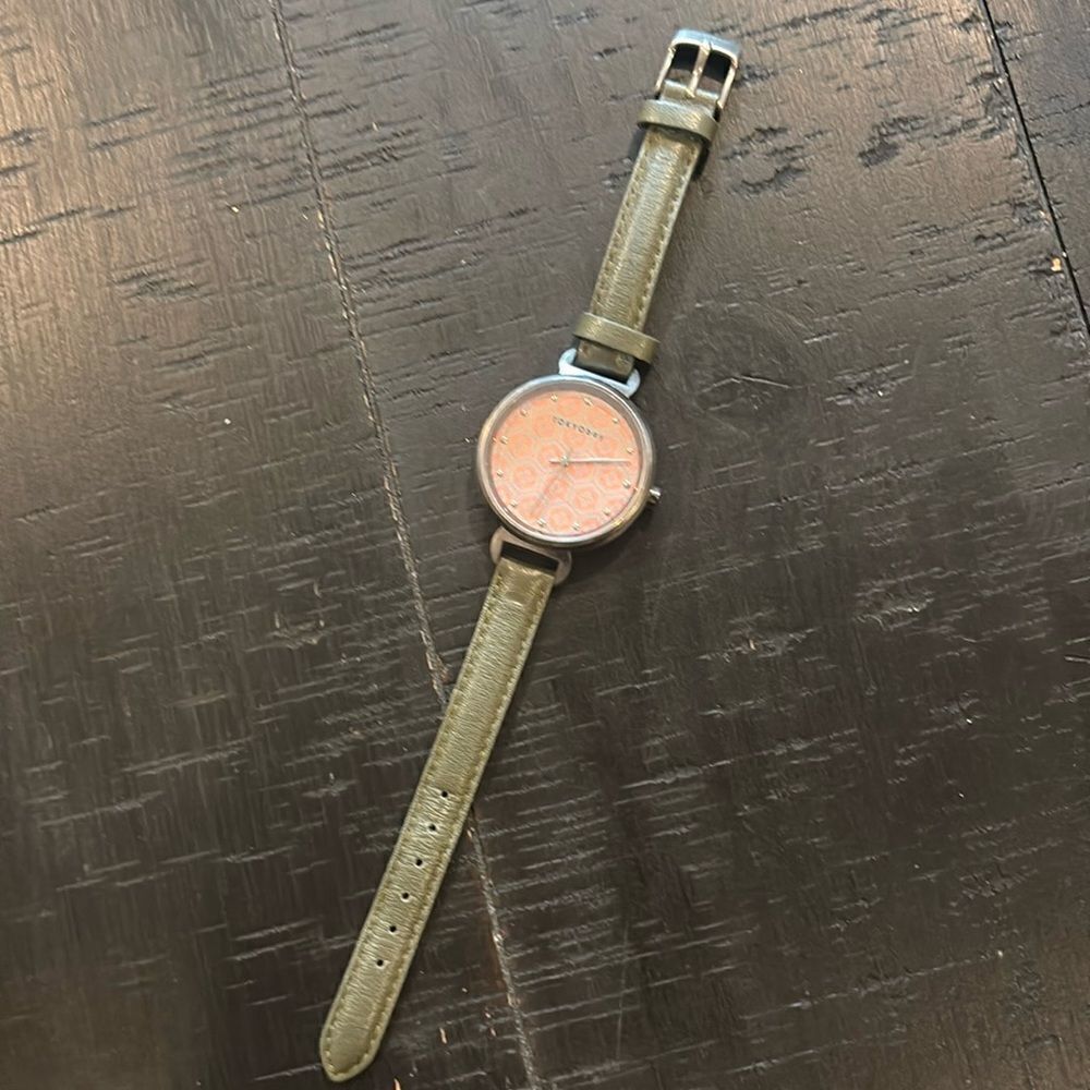 Tokyo Bay Mitsu Martini Green Silver Tone Leather Watch